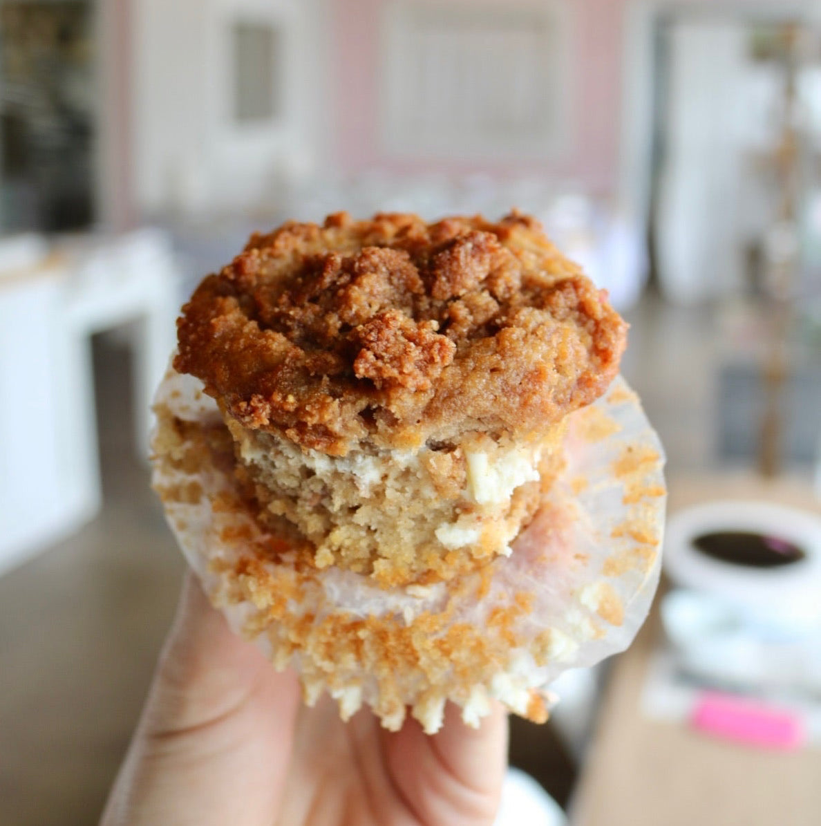 Keto Raspberry Cream Cheese Coffee Cake Muffin