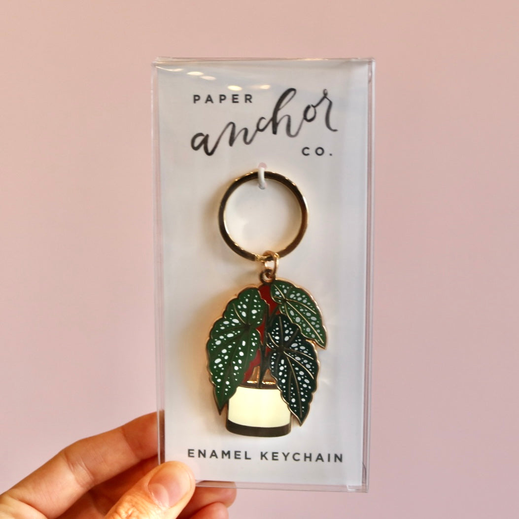 Begonia Enamel Keychain