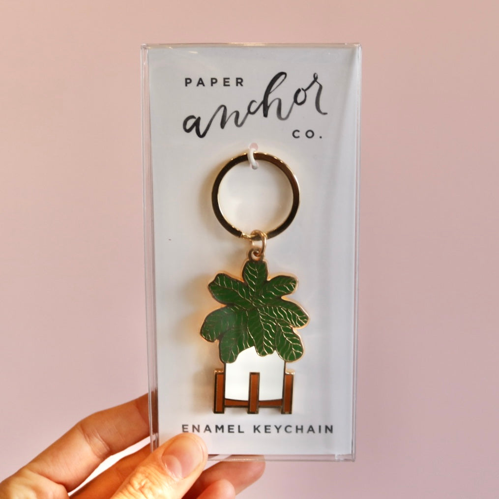 Fiddle Leaf Fig Enamel Keychain