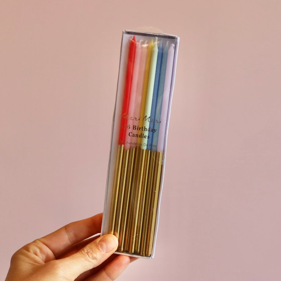 Gold Dipped Rainbow Mix Candles (x 16)