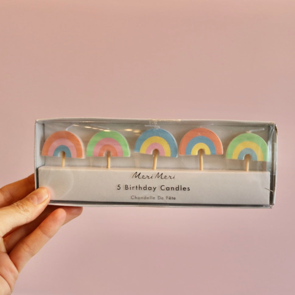 Rainbow Party Candles (x 5)
