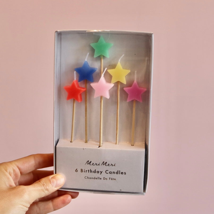 Mixed Star Candles (x 6)