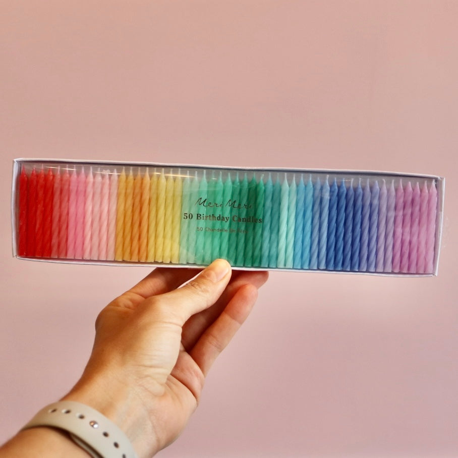 Rainbow Twisted Mini Candles (x 50)