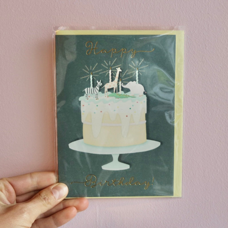 Happy Birthday Animal Cake Card