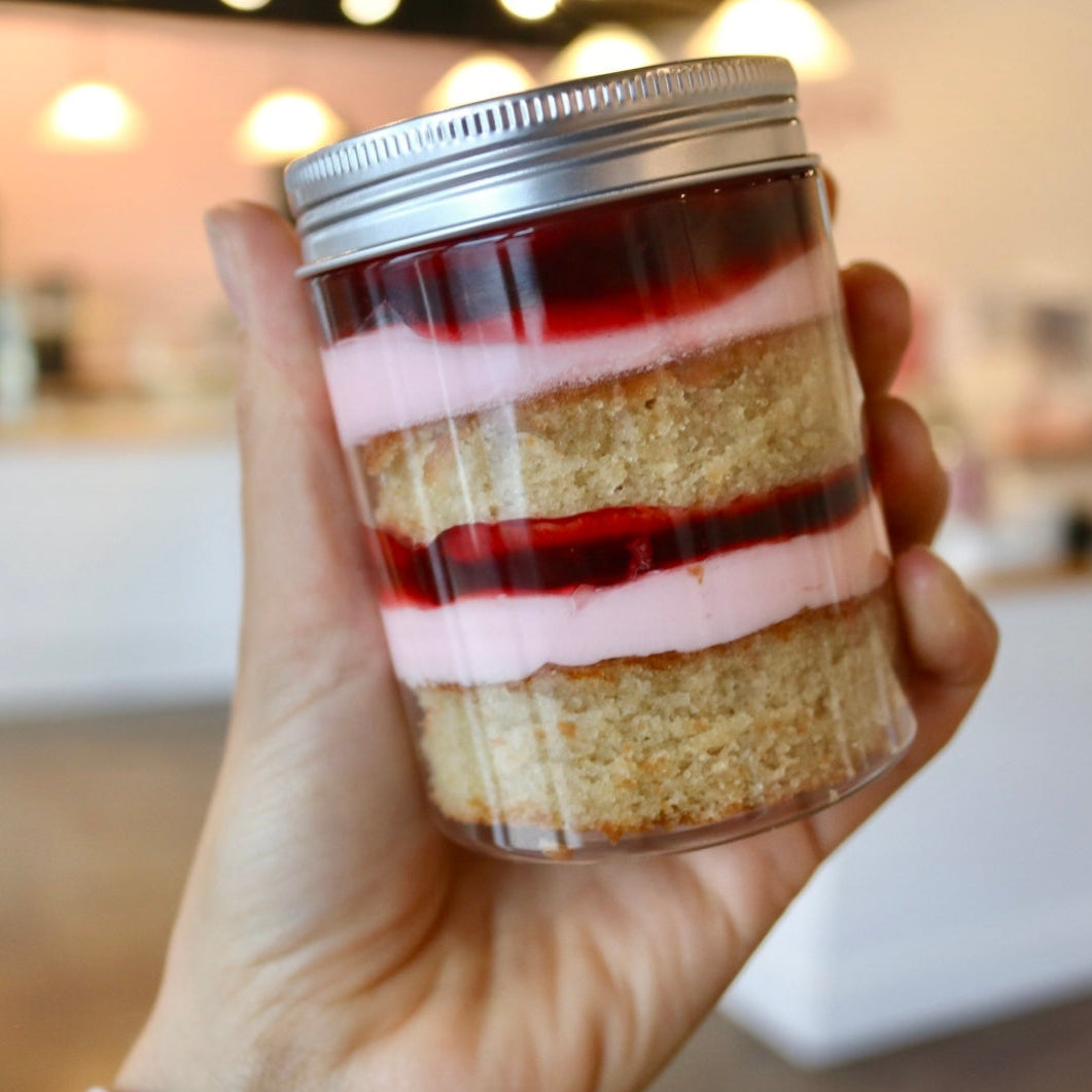Gluten Free Strawberry Vanilla Cake Jar