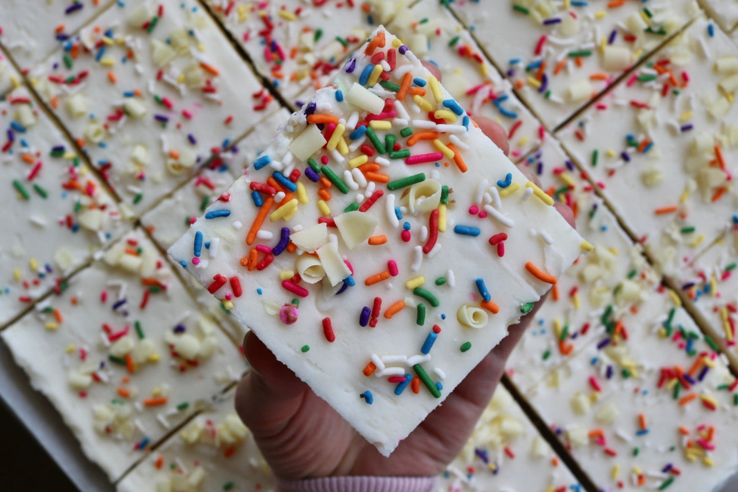 White Chocolate Birthday Cake Sugar Cookie Bar