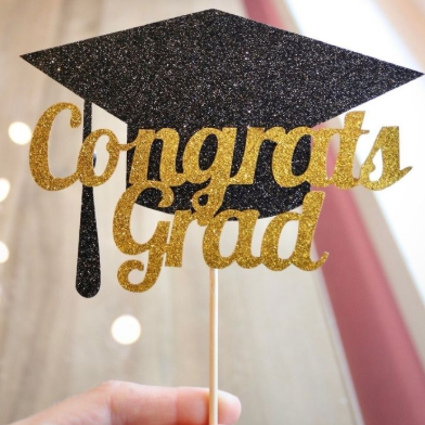 Gold Graduation Cake Topper