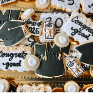 Black & Gold Graduation Cookie Tray
