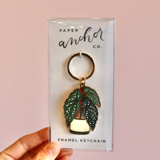 Begonia Enamel Keychain