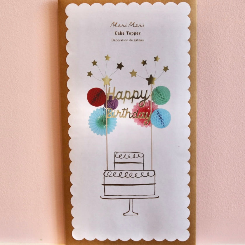 Happy Birthday Pom Pom Cake Topper