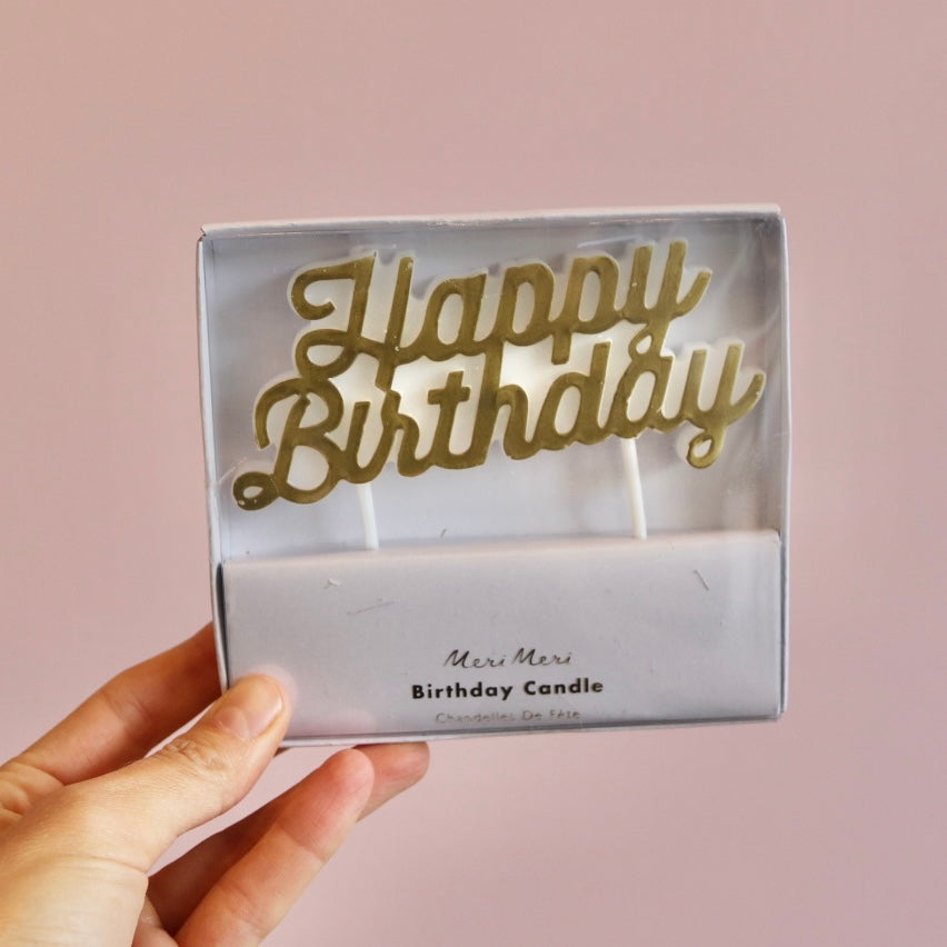 Gold Happy Birthday Candle