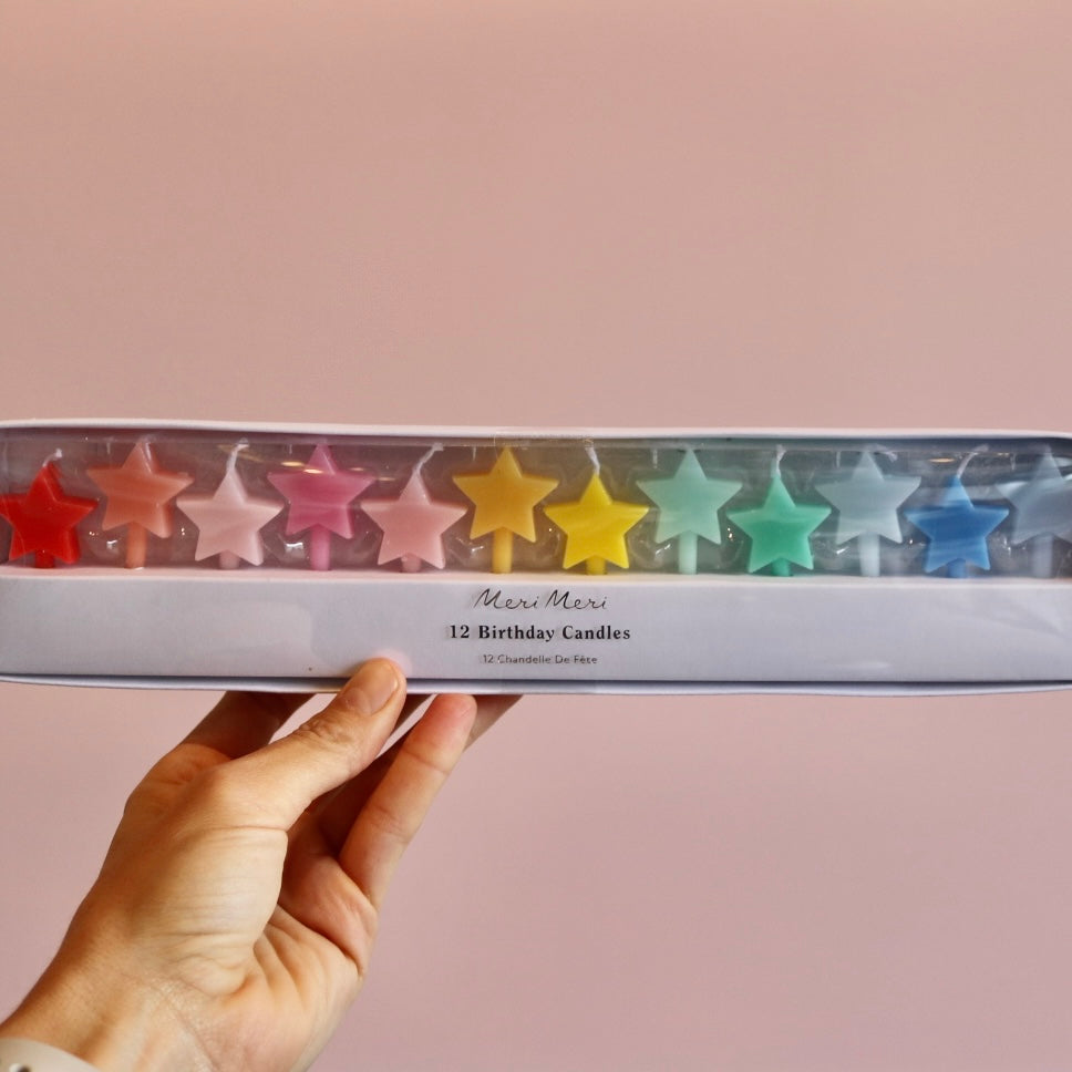 Rainbow Star Candles (x12)