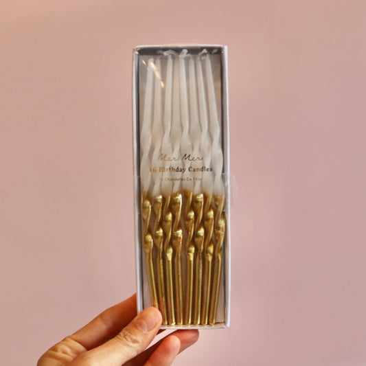 Gold Dipped Twisted Candles (x 16)