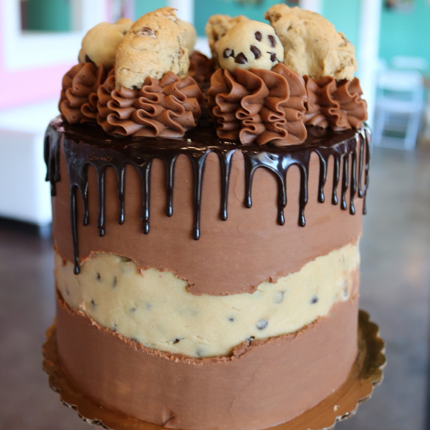 Chocolate Chip Cookie Dough Fault Line Cake (semi-custom)