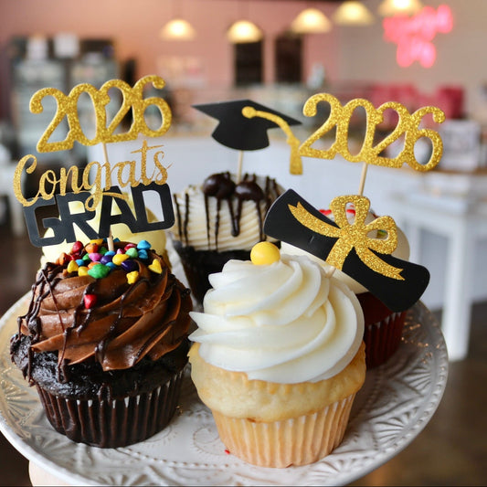 Graduation Cupcake Pick Toppers- Set of 6