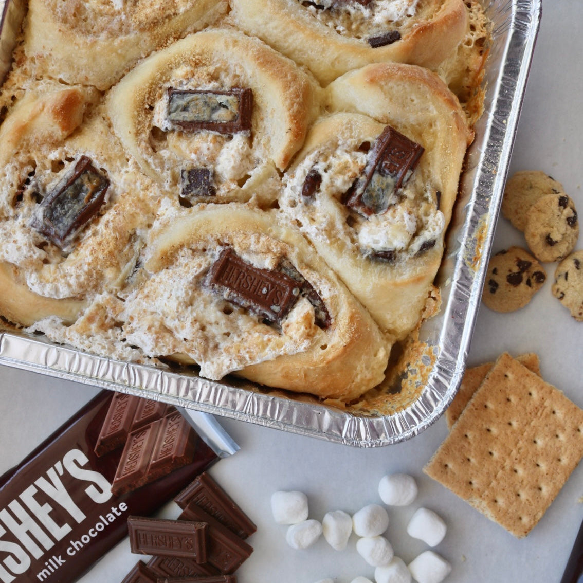 S'mores Cookie Dough Take & Bake Cinnamon Rolls