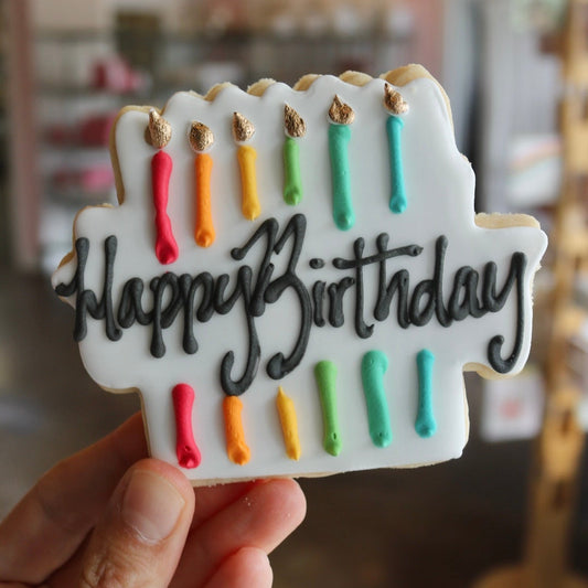 Happy Birthday Rainbow Candle Cookie