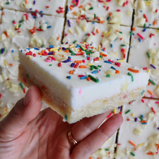 White Chocolate Birthday Cake Sugar Cookie Bar