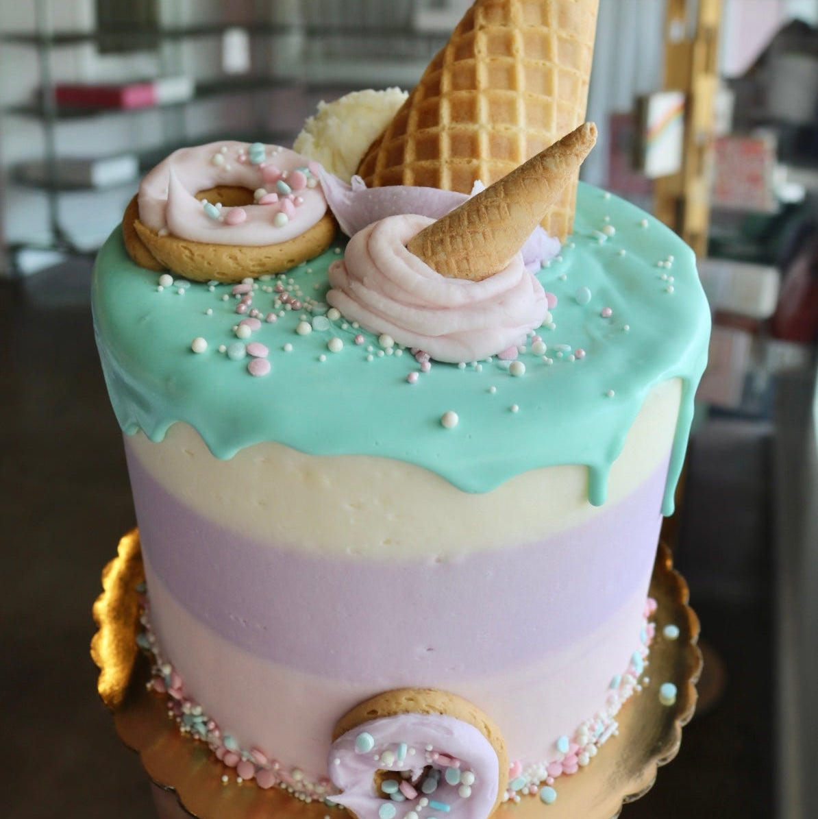 Donuts & Ice Cream Vanilla Cake- Tall