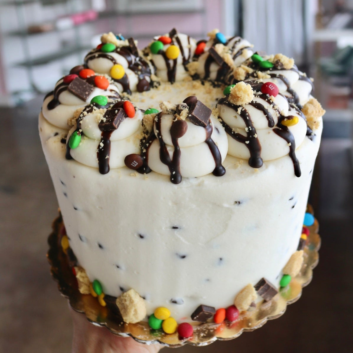M&M Chocolate Chip Cookie Cake- Tall