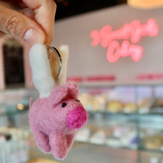 Felt Flying Pig Keychain