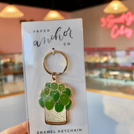 Pilea Enamel Keychain