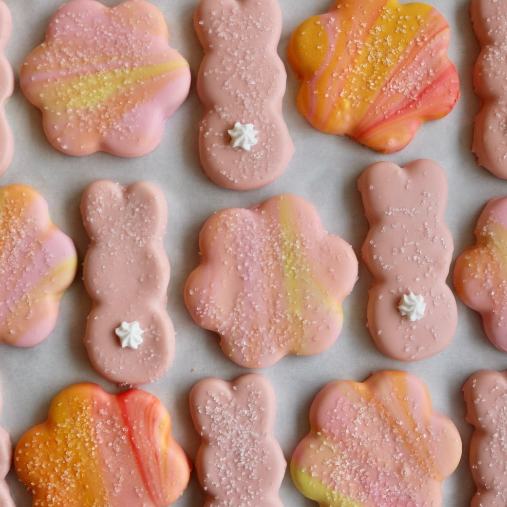 Flower & Bunny Glazed Shortbread Cookies