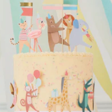 Animal Parade Cake Wrap & Toppers (x 6)
